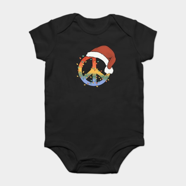 Peace Symbol Christmas Light Santa Hat Baby Bodysuit by The WYLD Tribe